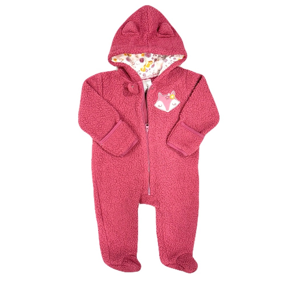 ❤️3 for $12 ❤️ Baby Gear Pink Fleece Onesie Size 6-9 Months